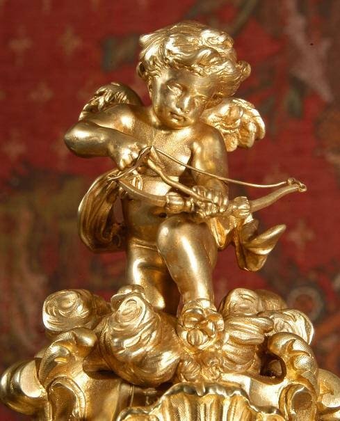 fig 4. ***** SOLD ***** Superb Rococo Table Clock Set ~ Cupid by Samuel Marti